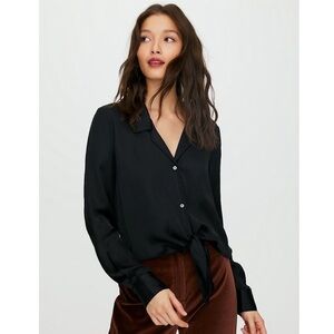 ARITZIA Wilfred Free Black Tie Front Blouse